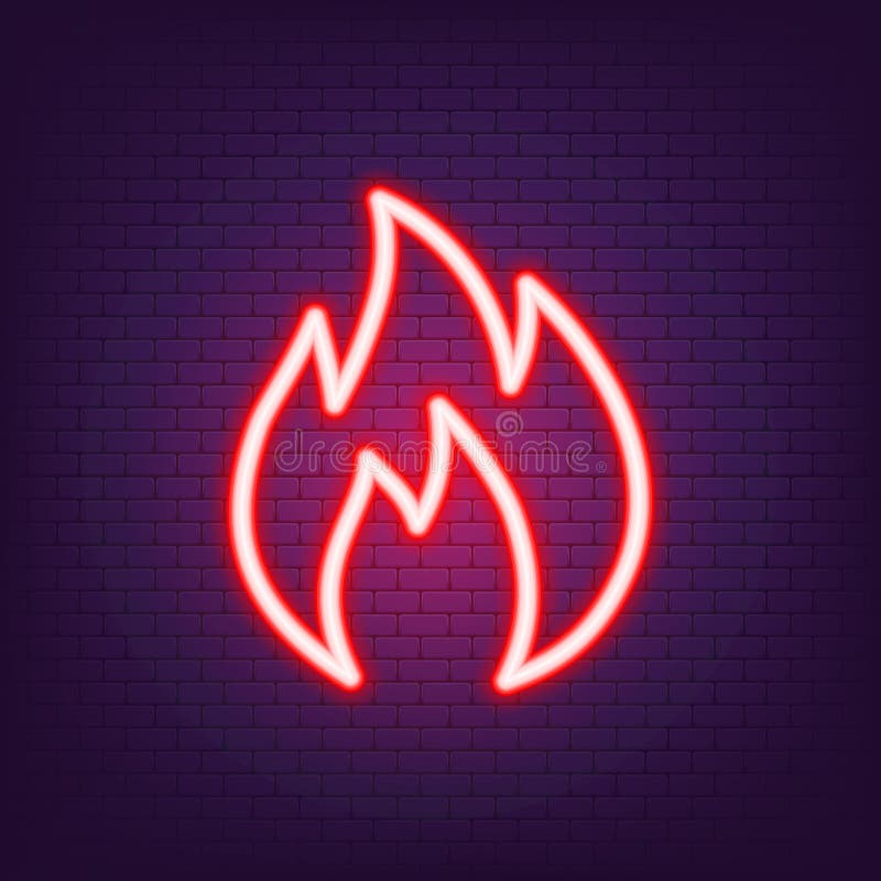 Neon Fire Icon. Fire Logo. Elements of Eco in Neon Style Icons. Simple