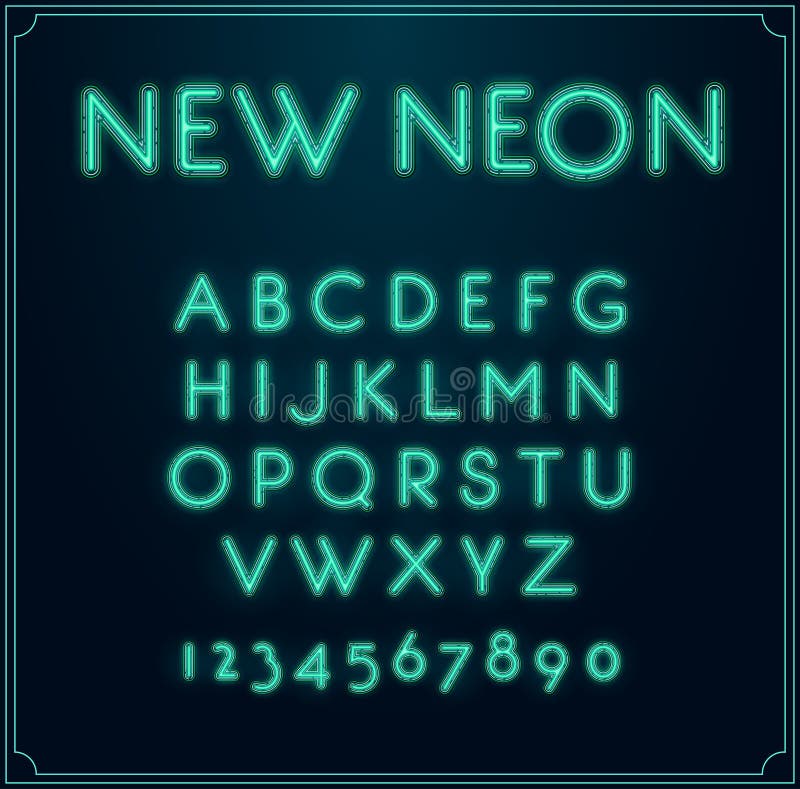 Neon Font Type Alphabet. Glowing in Vector. with Numbers Stock Vector ...