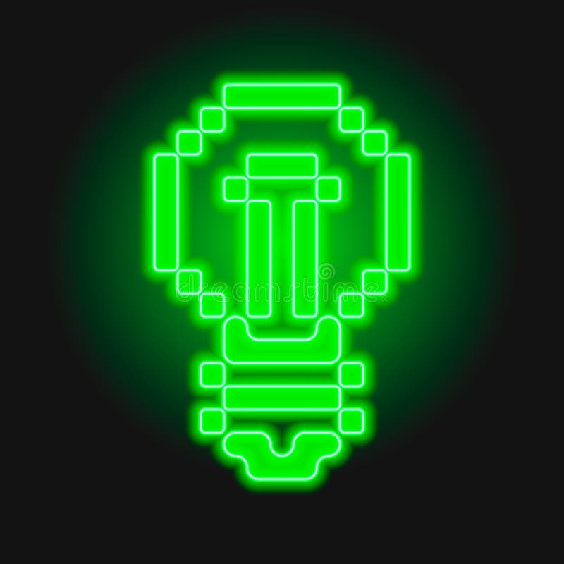 Ilustrare vectorială a bulbului electric verde cu flux luminos neon. pictogramă lampă. vector illustration