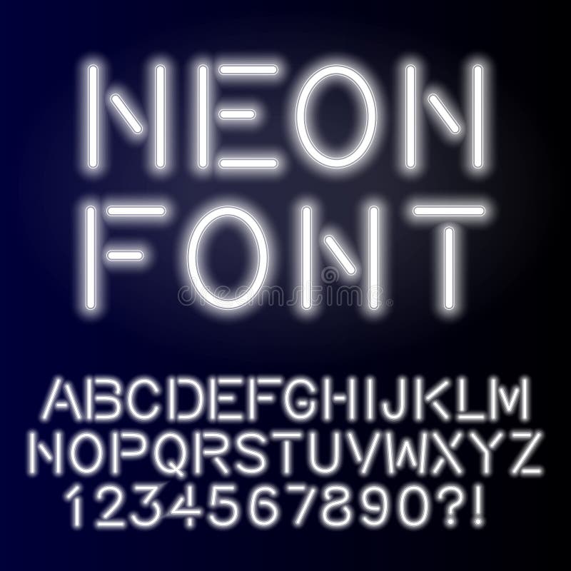 Neon Glow Alphabet Custom Handcrafted Font. Stock Vector - Illustration ...