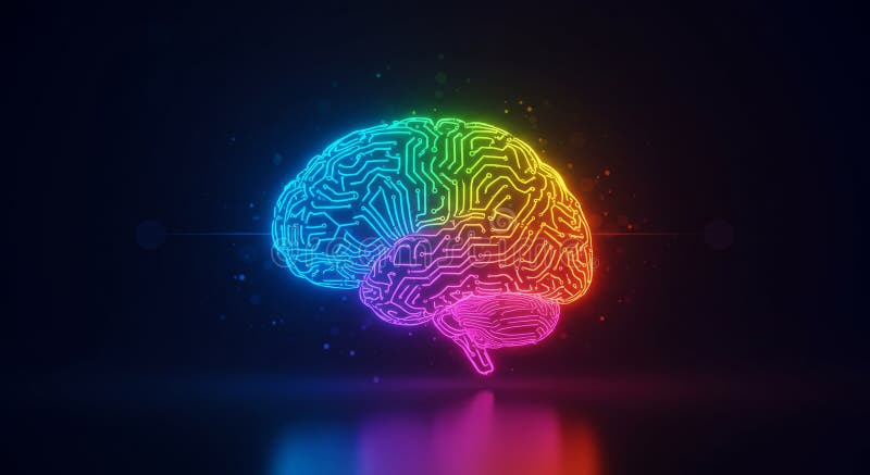 Glowing brain. stock illustration
