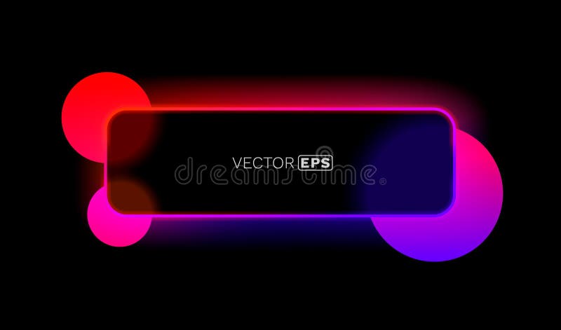Neon glowing frame with vibrant abstract shapes on a dark background. Dynamic design for modern presentations. vector illustration
