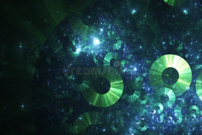 Neon glowing lines and shapes flying in the space. Geometric sci-fi structure. Abstract creative modern background