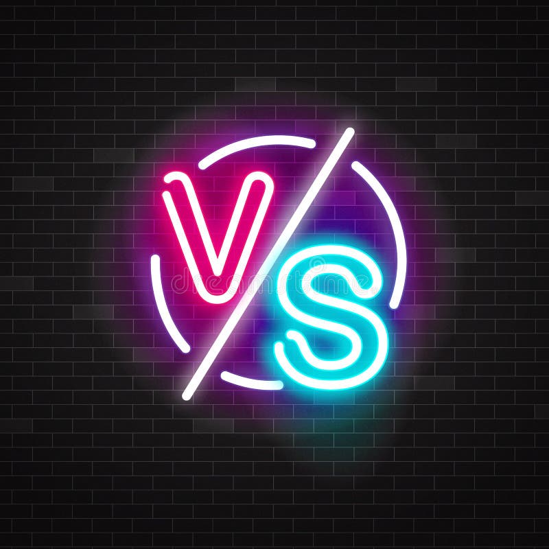 Versus Sign Modern Neon Gradient Style Red Color Stock Vector