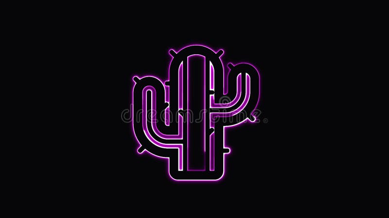 Neon pink cactus emoji on black royalty free illustration