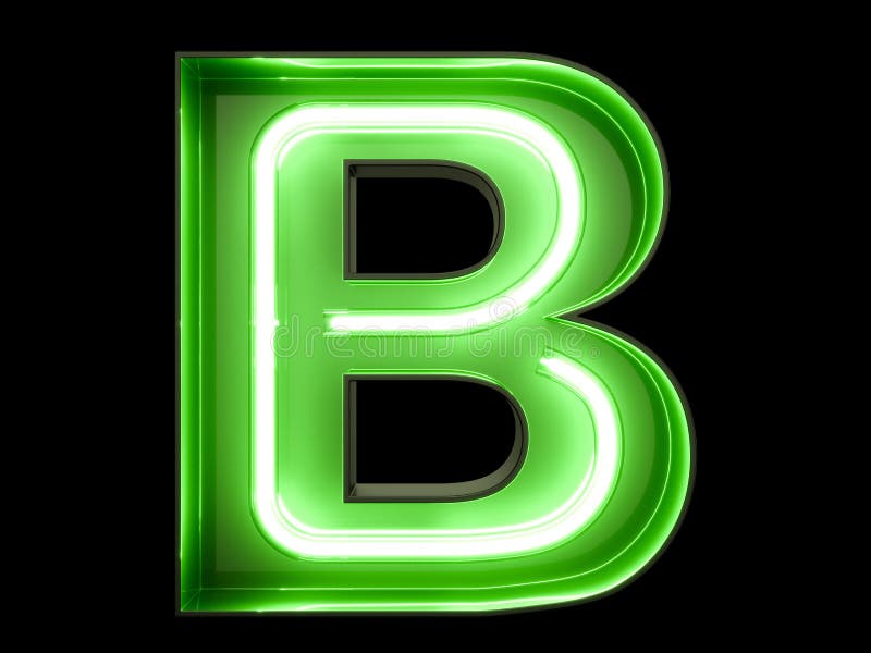 Neon Green Light Alphabet Character B Font Stock Illustration ...