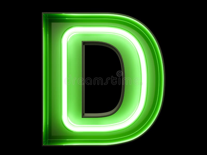 Neon Green Light Alphabet Character D Font Stock Illustration ...