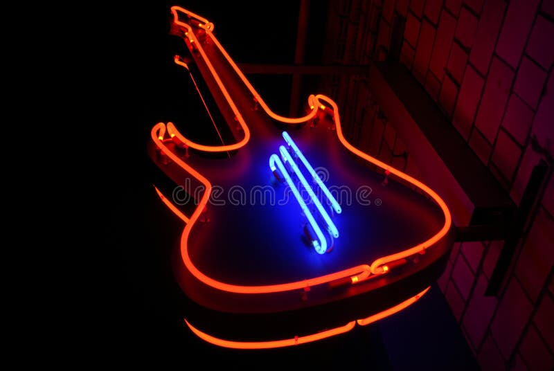 Neon guitar stock image. Image of billboard, cord, artist 2709753