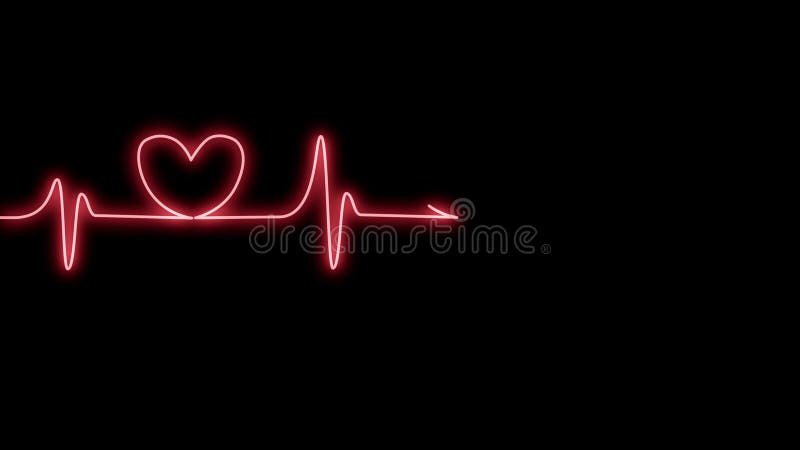 Neon Heartbeat on Black Isolated Background Stock Video - Video of beat,  monitor: 180104501