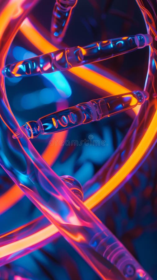 Neon Helix: Vibrant DNA Abstraction royalty free stock photos