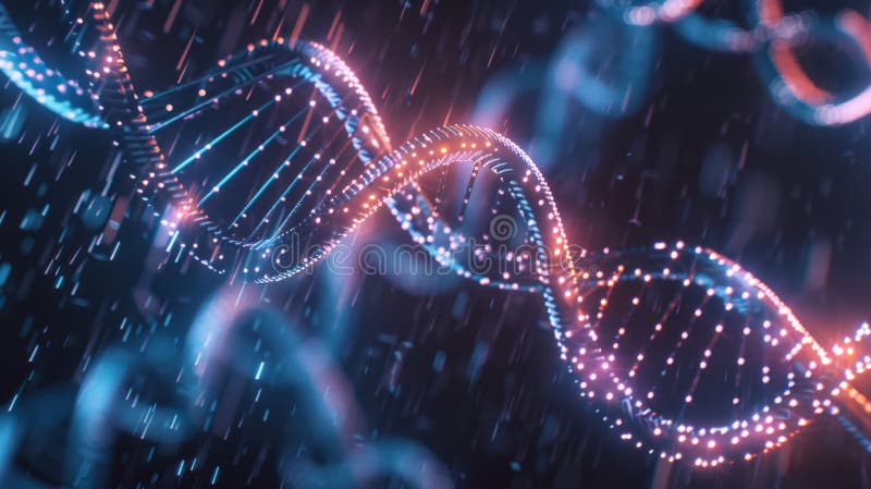 Neon Helix: Vibrant DNA Abstraction stock photography
