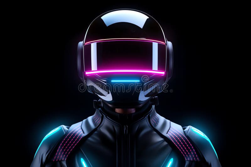 Neon helmet ai generat vector illustration