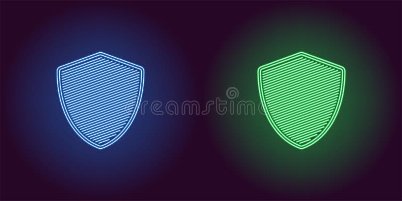 Neon icon of Blue and Green Network Shield stock illustration