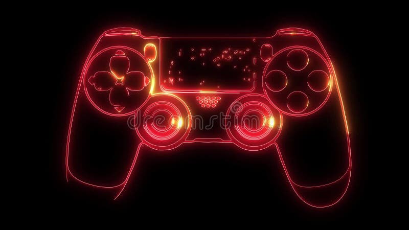 Neon icon of Joystick. Wireless Gamepad consisting of neon outlines. Neon Gaming Joystick with backlight on the dark vector illustration