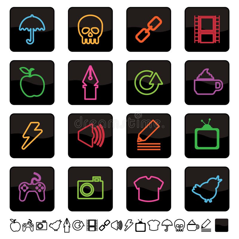 Neon icons set 2