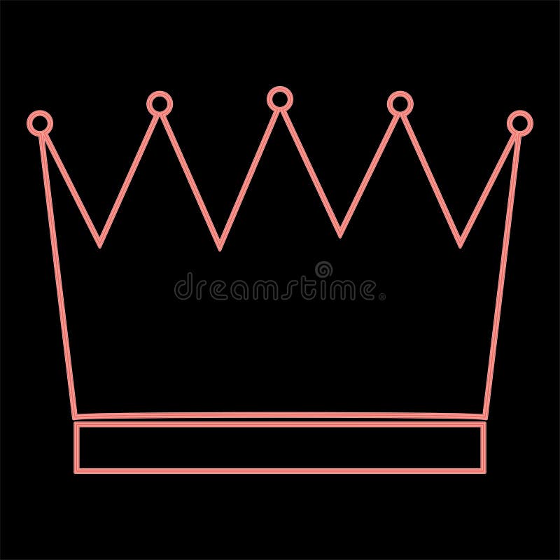 Neon koron czerwony obraz wektora kolorów płaski styl royalty ilustracja