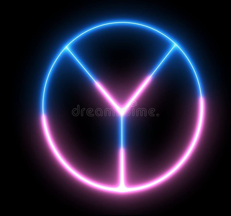 Neon Sign Of Chinese Hieroglyph Means Peace In Circle Frame With English Alphabet Wish For Peace In Neon Style Stock Illustration - Download Image Now - iStock