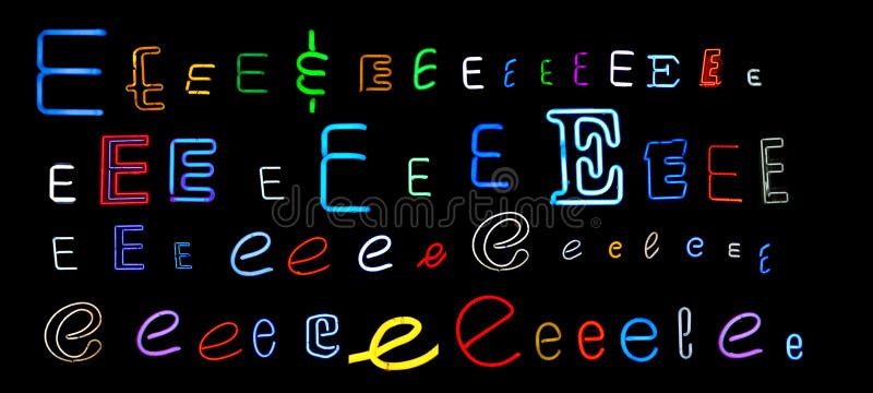 Neon letter E collection