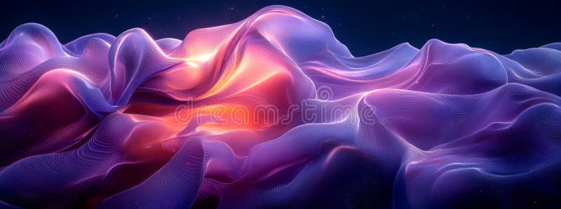Neon light effect featuring electric swirl lines. Abstract magical energy waves with purple glowing trails, lightnings vector illustration