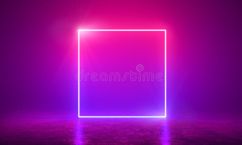 Neon light frame glowing in duotone colors royalty free stock photography