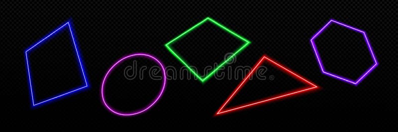 Neon light frames, glowing line borders stock illustration