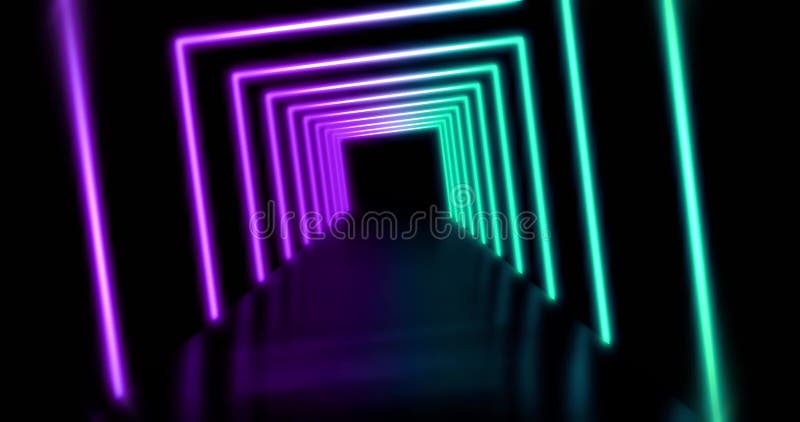 Neon light paths abstract pattern representing futuristic technology - 4k stock illustration