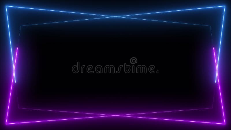 Motion Made - Free Green Color Neon lights rectangle frame animated loop  background 