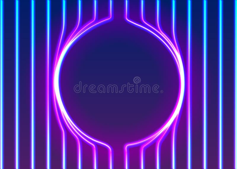 Neon lines background with glowing 80s new retro vapor wave style