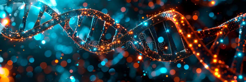 Neon lines forming a double helix structure, symbolizing the essence of life and genetics. Generative ai stock photos