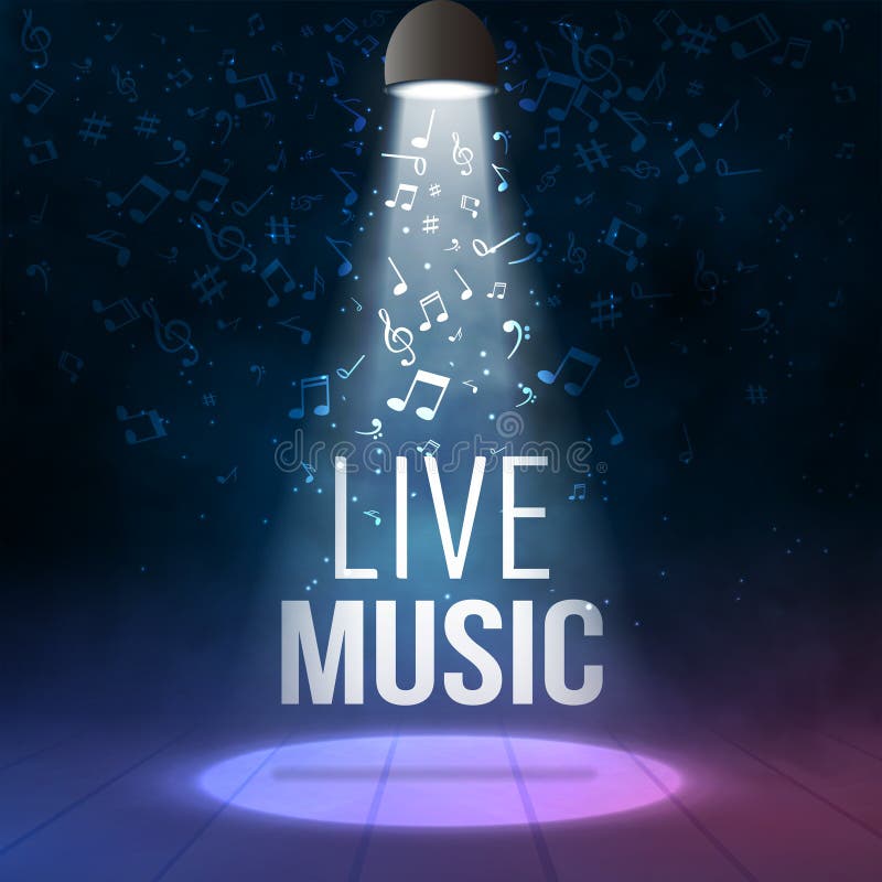 Neon Live Music Concert Acoustic Party Poster Background Template with  Spotlight and Stage Stock Vector - Illustration of event, futuristic:  86045228