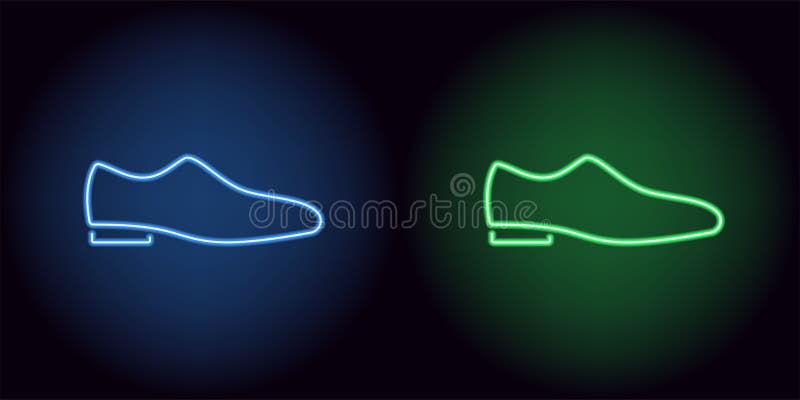 Neon man shoe in blue and green color royalty free illustration