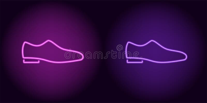 Neon man shoe in purple and violet color vector illustration