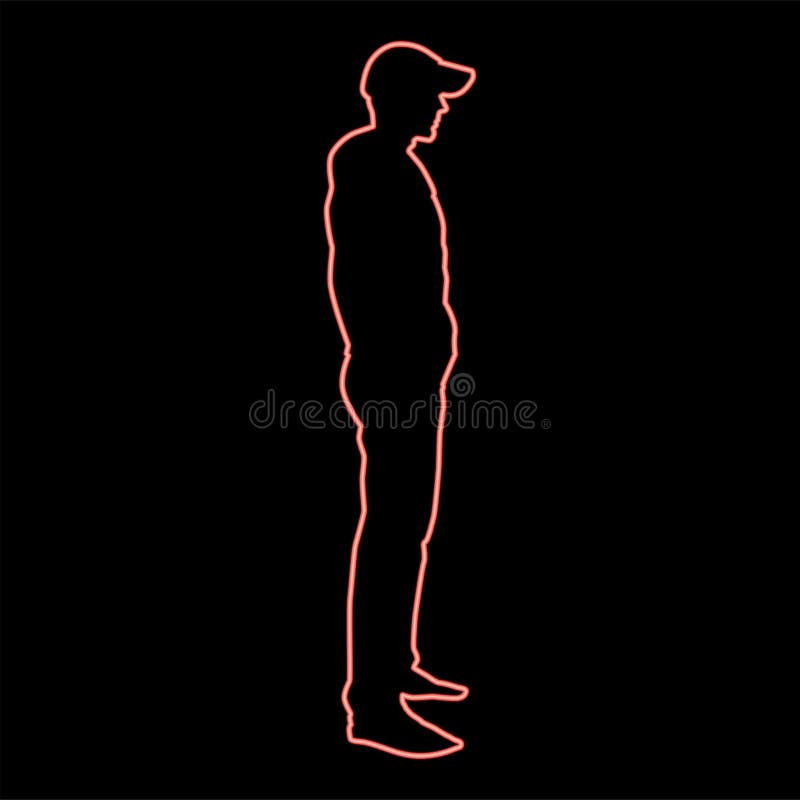Man Standing in Cap View with Side Icon Black Color Vector Illustration  Flat Style Image Stock Vector - Illustration of sport, profile: 135708759