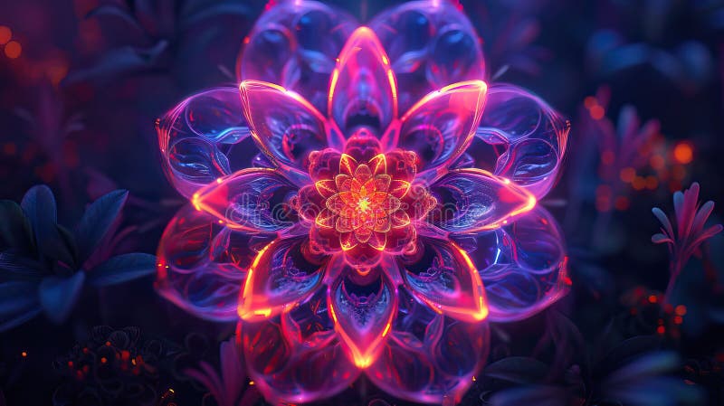 Neon mandala flower image vector illustration