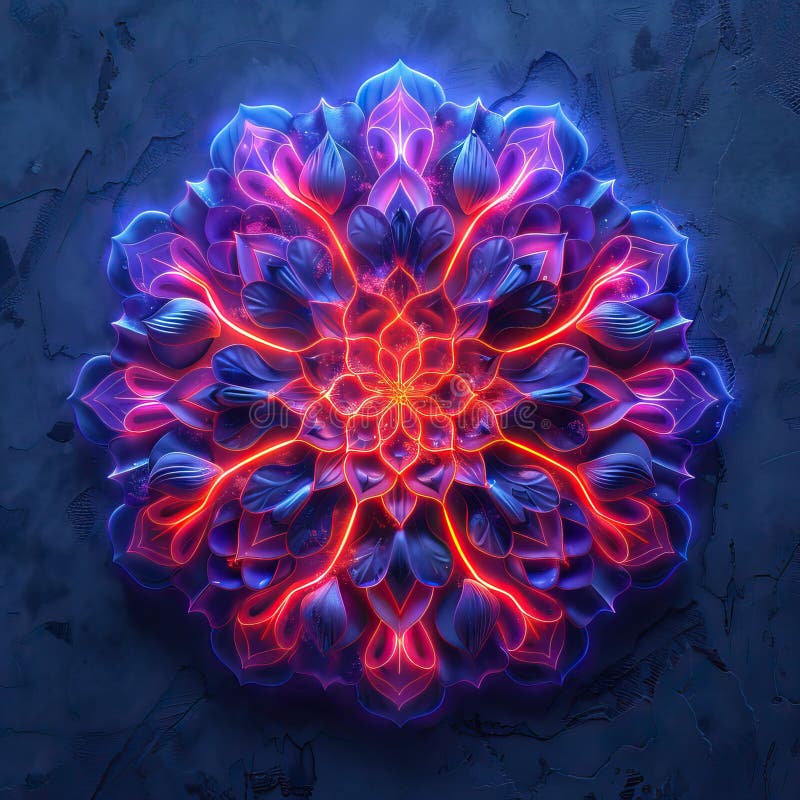 Neon mandala flower image royalty free illustration