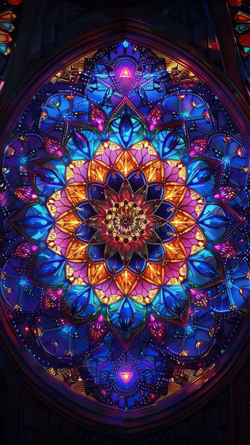 Neon mandala flower image royalty free illustration