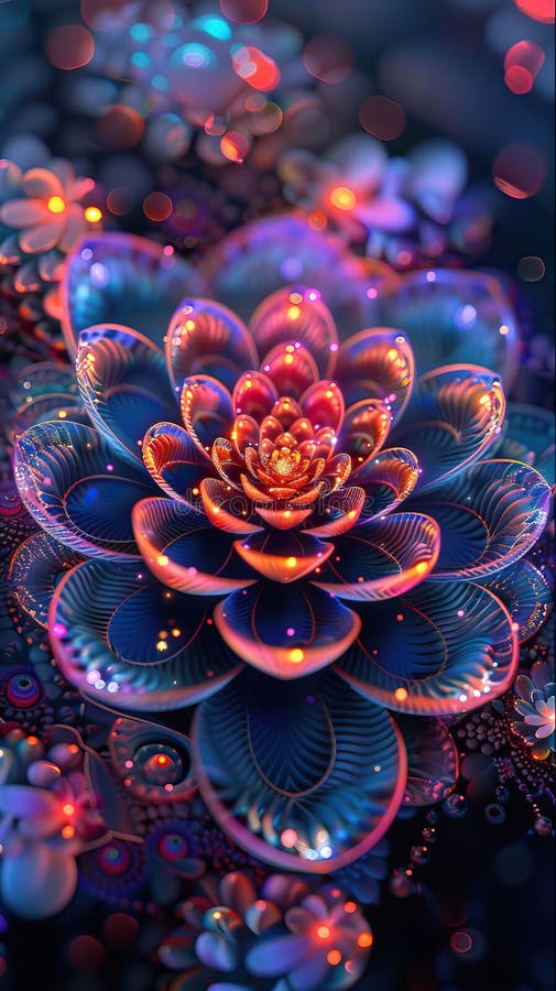 Neon mandala flower image royalty free illustration