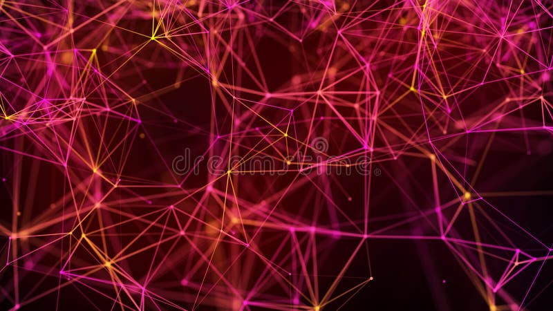 Neon multi-colored glowing lines. Digital plexus. Abstract background. 3D rendering. Network vector illustration