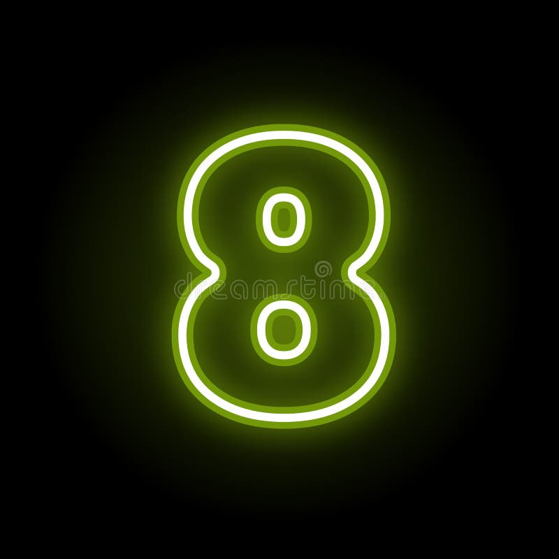 Neon number 8 on black stock vector. Illustration of dark - 170397533