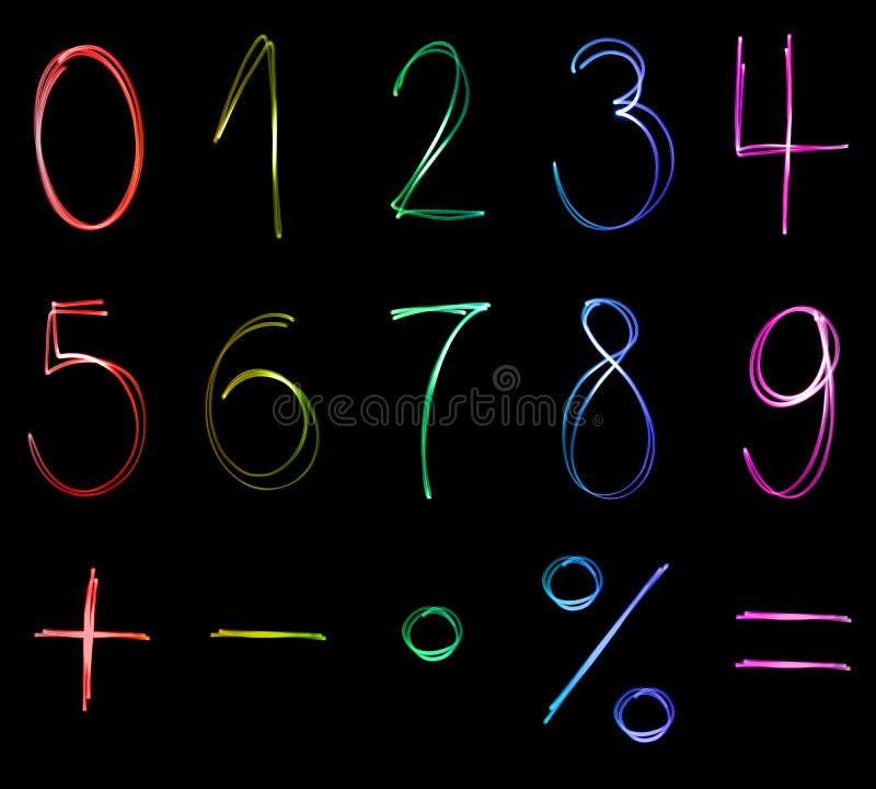 Neon numbers stock photo. Image of phosphoresce, artificial 61499500