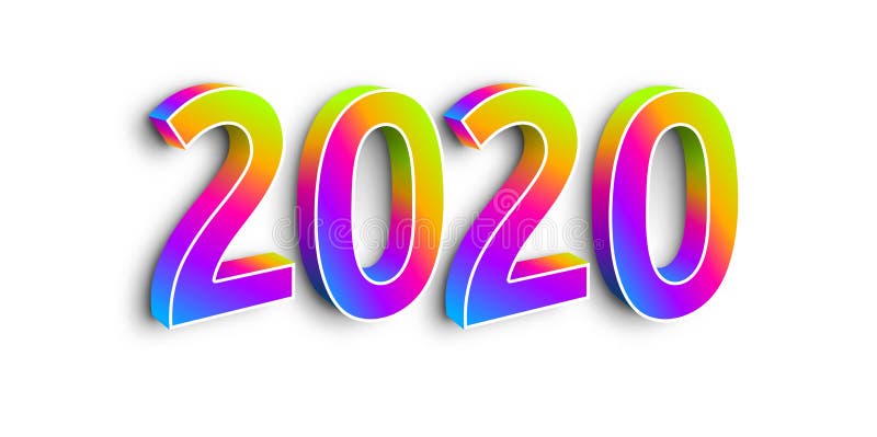 Neon Numbers 2020 on White Background. stock illustration Neon Numbers 2020 on White Background. stock illustration