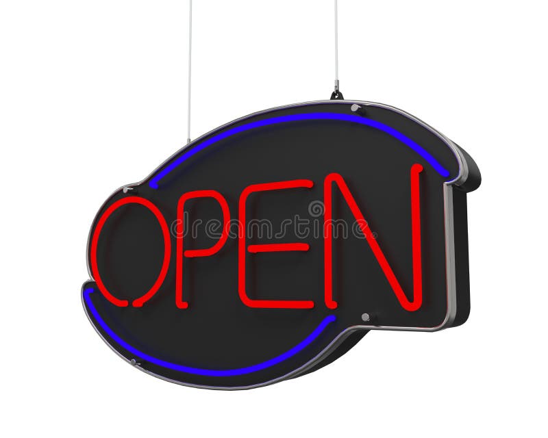 Neon Open Sign royalty free illustration