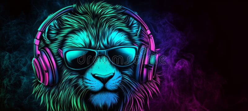 Party Animal With Lion Wearing Sunglasses Party Animal With Lion Wearing Sunglasses