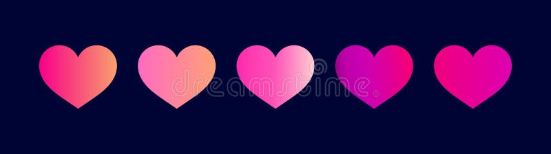 Neon pink and purple hearts icons royalty free illustration