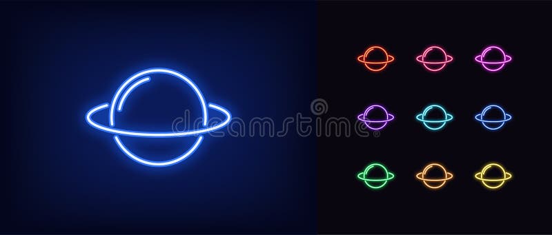 neon planets that are blue