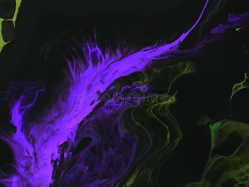 Neon purple and green creative abstract hand painted background, marble texture stock images