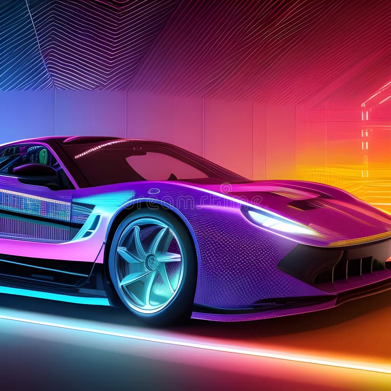 Wallpaper ID 500805  neon car synthwave 80s vehicle retro  vaporwave concept car retrowave neon light 1980s retro style 4K race  car performance car graphics free download