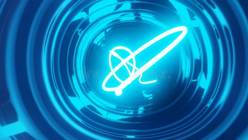 Neon ray leci do lustrzanego pokoju i przeskakuje przez niego ciągle pętlą od ściany do ściany odbitej w wielu ilustracji