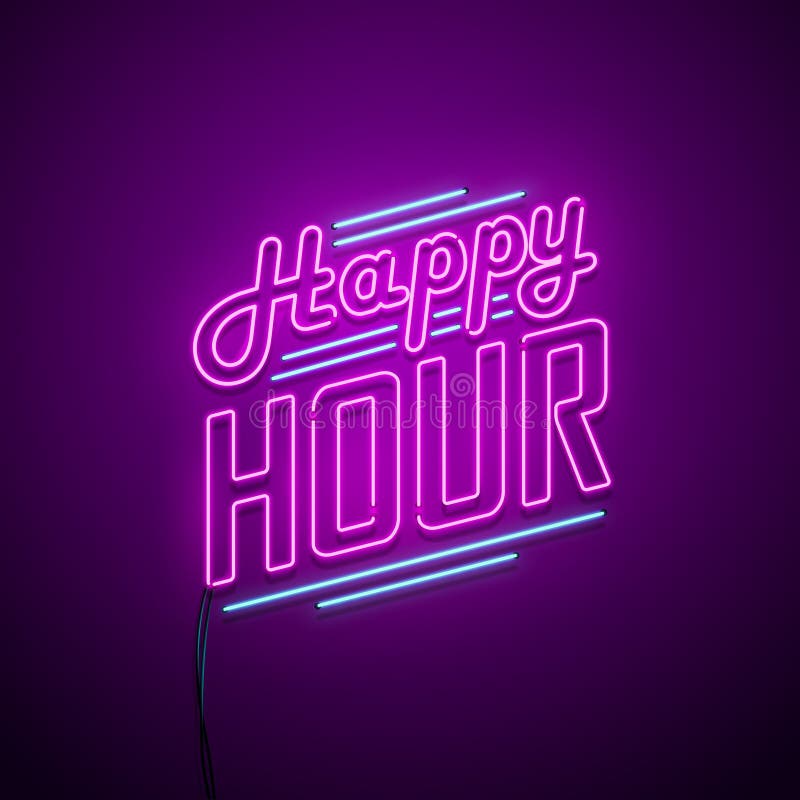 Happy Hour Neon Sign Stock Illustrations 312 Happy Hour Neon Sign