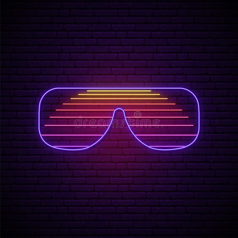 Neon Shutter Shades Sunglasses. Stock Vector - Illustration of glow,  background: 147174841